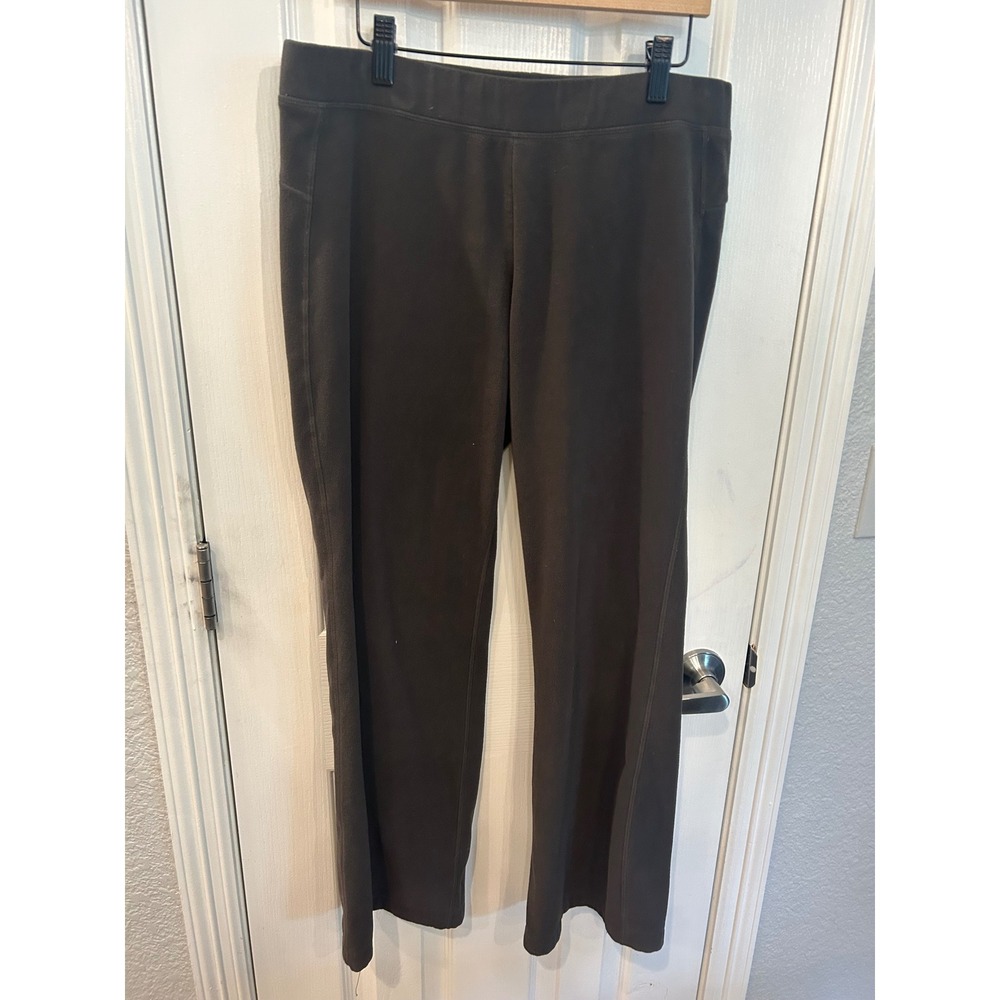 REI Fleece Pants Brown Recycled Polyester Straight Leg Hiking Outdoor Trousers